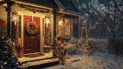 Charming House Adorned for Christmas