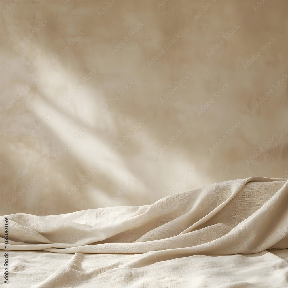 Canvas Prints Soft Beige Fabric Backdrop with Subtle Texture for Lifestyle Product Presentation