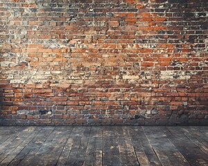 Rustic Brick Wall Backdrop with Worn Texture for Vintage Product Presentation Concept