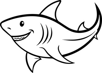 Cartoon shark outline vector illustration