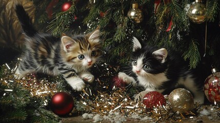 Kittens' Christmas Tree Adventure