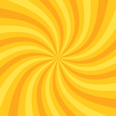 Yellow sunbeam swirl. Sun rays background. Radial swirl abstract lines