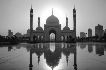 Beautiful mosque as a place of worship for Muslims created with Generative AI