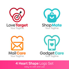 Heart Shape Logo Template Set. Good for Business, Agency, Community and Organization