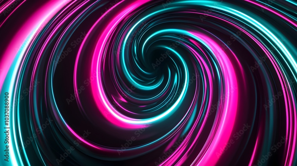 Canvas Prints Vibrant Neon Swirl Pattern with Teal and Pink Hues for Dynamic Product Displays and Concepts