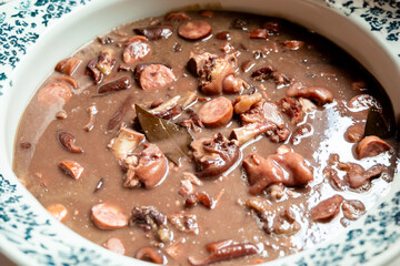 Traditional and true Brazilian feijoada prepared with the most authentic and classic ingredients