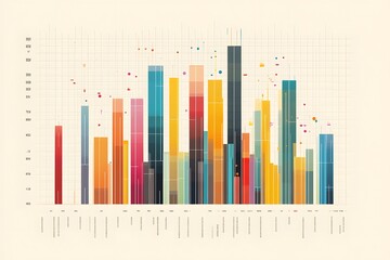 Obraz premium Abstract Bar Chart Visualization with Multiple Color Blocks and Dots
