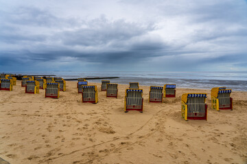 Roofed wicker beach chairs germany cuxhaven