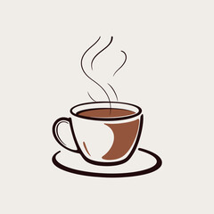 Steaming Hot Coffee Cup Vector Graphic for Cafeteria and Drink Branding