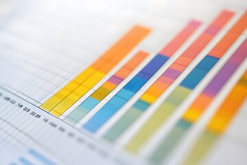 Colorful Bar Graph with Blurred Numbers on White Background