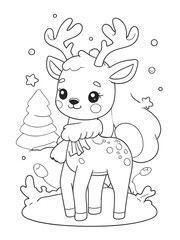 Obraz premium deer coloring book page