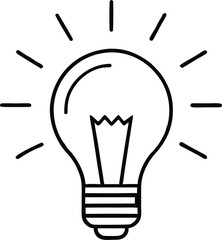 Simple Bulb Icon with Rays  Minimalist Light Bulb Illustration