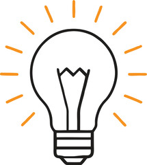 Simple Bulb Icon with Rays  Minimalist Light Bulb Illustration