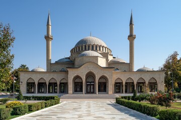 Fototapeta premium Beautiful mosque as a place of worship for Muslims created with Generative AI
