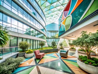 Fototapeta premium Abstract Hypnotic Corporate Interior Design with Dynamic Construction Elements for Modern Spaces