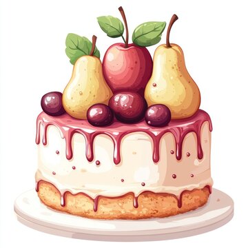 recommend clip art: Fruit Topped Cake Illustration