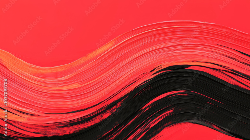 Aufkleber abstract waves of red and black paint create a dynamic, high-energy visual effect, evoking a sense o