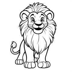 A simple coloring page featuring a cute lion designed for children, perfect for preschool and kindergarten activities, encouraging creativity and learning about wildlife.