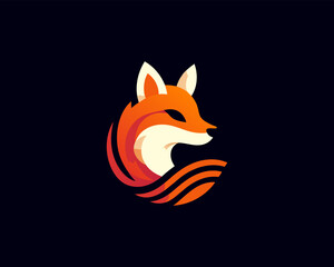 Colorful fox logo design icon symbol vector illustration