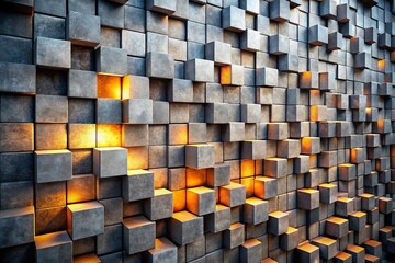 Abstract Wall of Grey Cubes with Missing Elements for Modern Design and Art Concepts