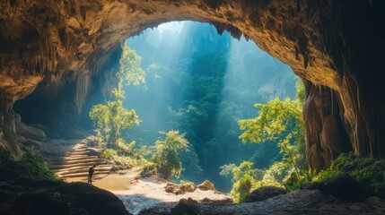 A couple of adventurers exploring ancient caves in Asia, discovering hidden chambers and ancient carvings deep within the earth.