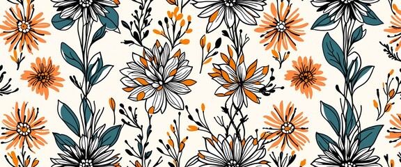 Artistic abstract flowers pattern