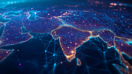 abstract network map of saudi arabia connecting middle east and north africa global data transfer 
concept digital illustration, Ai