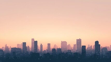Obraz premium Serene Urban Skyline at Dusk with Silhouetted Skyscrapers