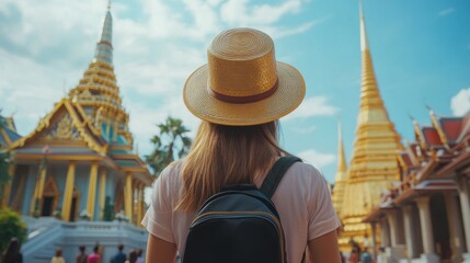 A tour guide in Bangkok leading a group through the Grand Palace, sharing the rich history and...