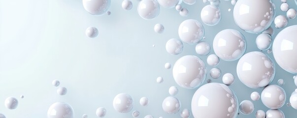 Obraz premium Floating glossy white spheres against a soft blue background
