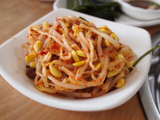 Healthy bean sprout side dish of Korean food