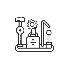 Obraz premium Line drawing of a complex machine with various gears and components
