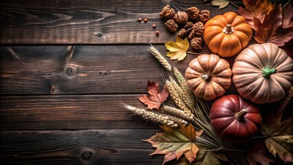 Autumn Harvest Season Background for Thanksgiving Cards and Banners with Fall Elements and Sample Text for Seasonal
