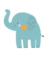 Fototapeta premium Cute cartoon illustration of a blue elephant with an orange ear.