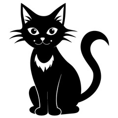 Halloween black cat vector icon