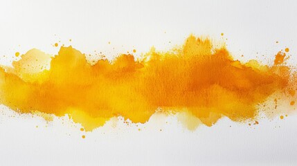Fototapeta premium A vibrant yellow watercolor splash on a white background, showcasing a blend of hues and textures, perfect for artistic applications.