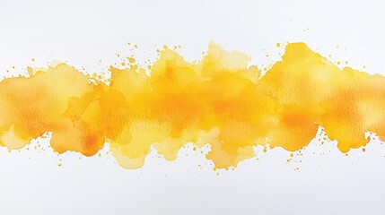 Fototapeta premium A vibrant yellow watercolor brushstroke against a white background, creating a bright and cheerful visual element.