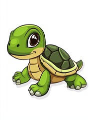 Obraz premium A cute cartoon turtle with big eyes and a shell.