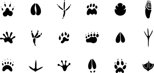 Paw print silhouette. Isolated paw print on white background