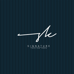 SK Initial Logo in Signature Style for Photography and Fashion Business - Hand Drawn Signature Logo Vector