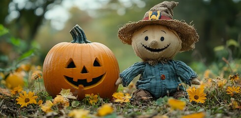 a pumpkin and a doll

