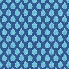 Light blue leaves silhouette on a dark blue  background are staggered. Seamless pattern, flat style. Vegetable background for paper, gift wrap, textile, interior decor.