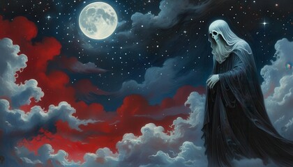 Romantic dark fantasy novel illustration