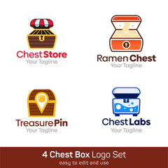 Treasure Box Shape Logo Template Set. Good for Business, Agency, Community and Organization