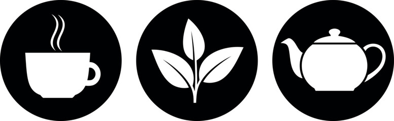 Black tea logo.  Isolated black tea on white background