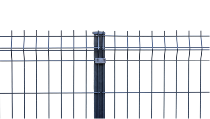 grating wire industrial fence , pvc metal fence panel on transparent background 