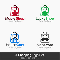 Shopping Bag Shape Logo Template Set. Good for Business, Agency, Community and Organization