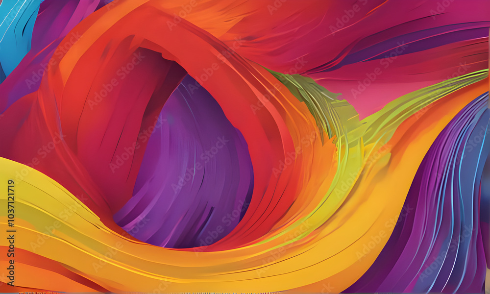 Wall mural abstract bright colorful background. decorative waves for tech design - generative ai