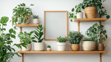 Fototapeta premium Elegant Indoor Plant Display with Decorative Pots