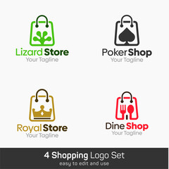 Shopping Bag Shape Logo Template Set. Good for Business, Agency, Community and Organization